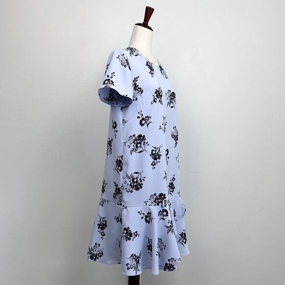 Ann Taylor Lavender Floral Ruffle Drop Waist Shift Dress - Picture 6 of 10